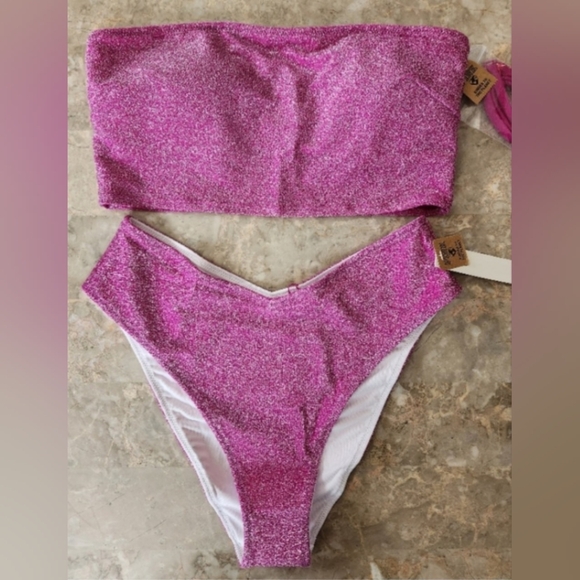 PINK Victoria's Secret Other - S/S PINK Swim Shimmer Bandeau High Waist Bikini Set